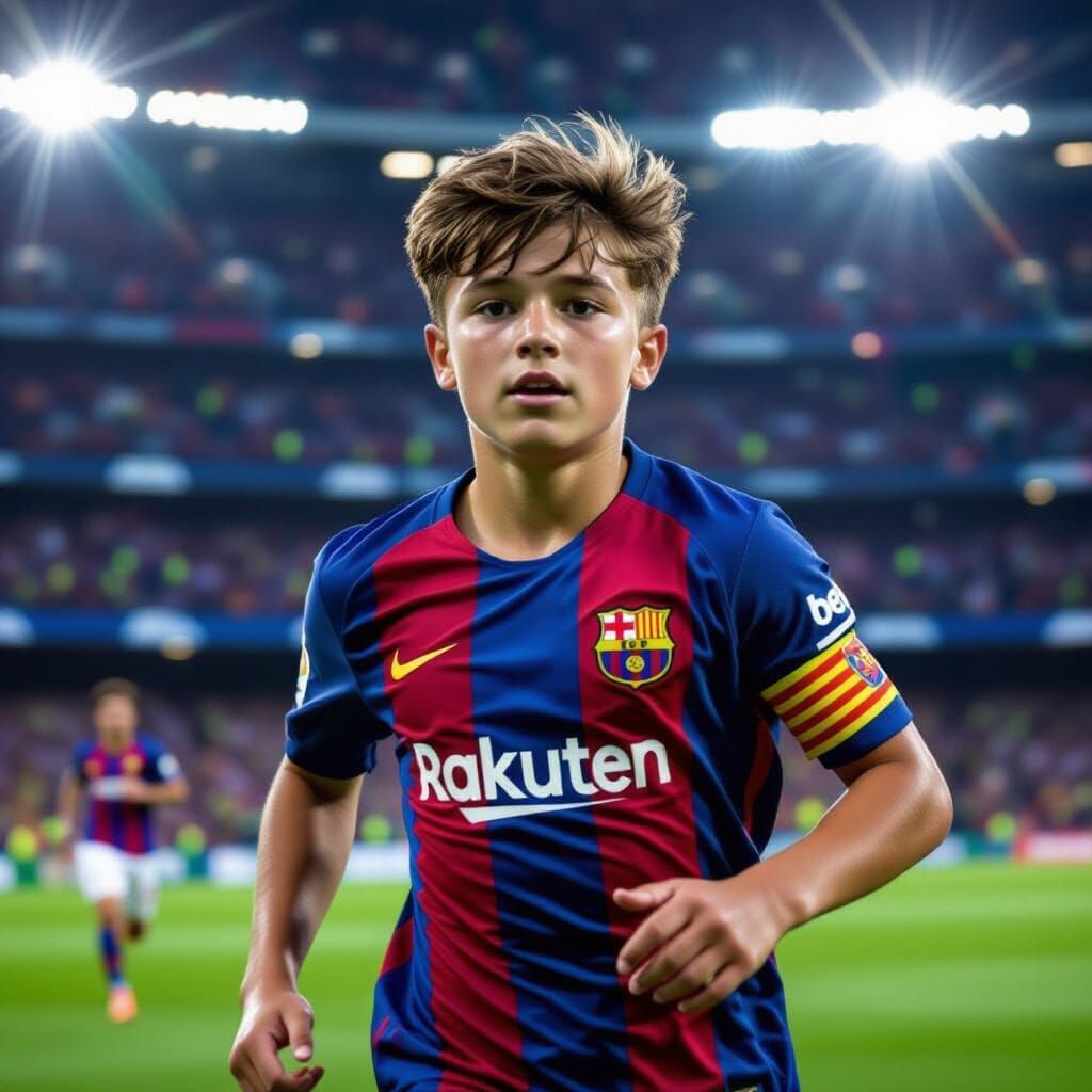 Young Barca Football Player Andrei Enters Stadium