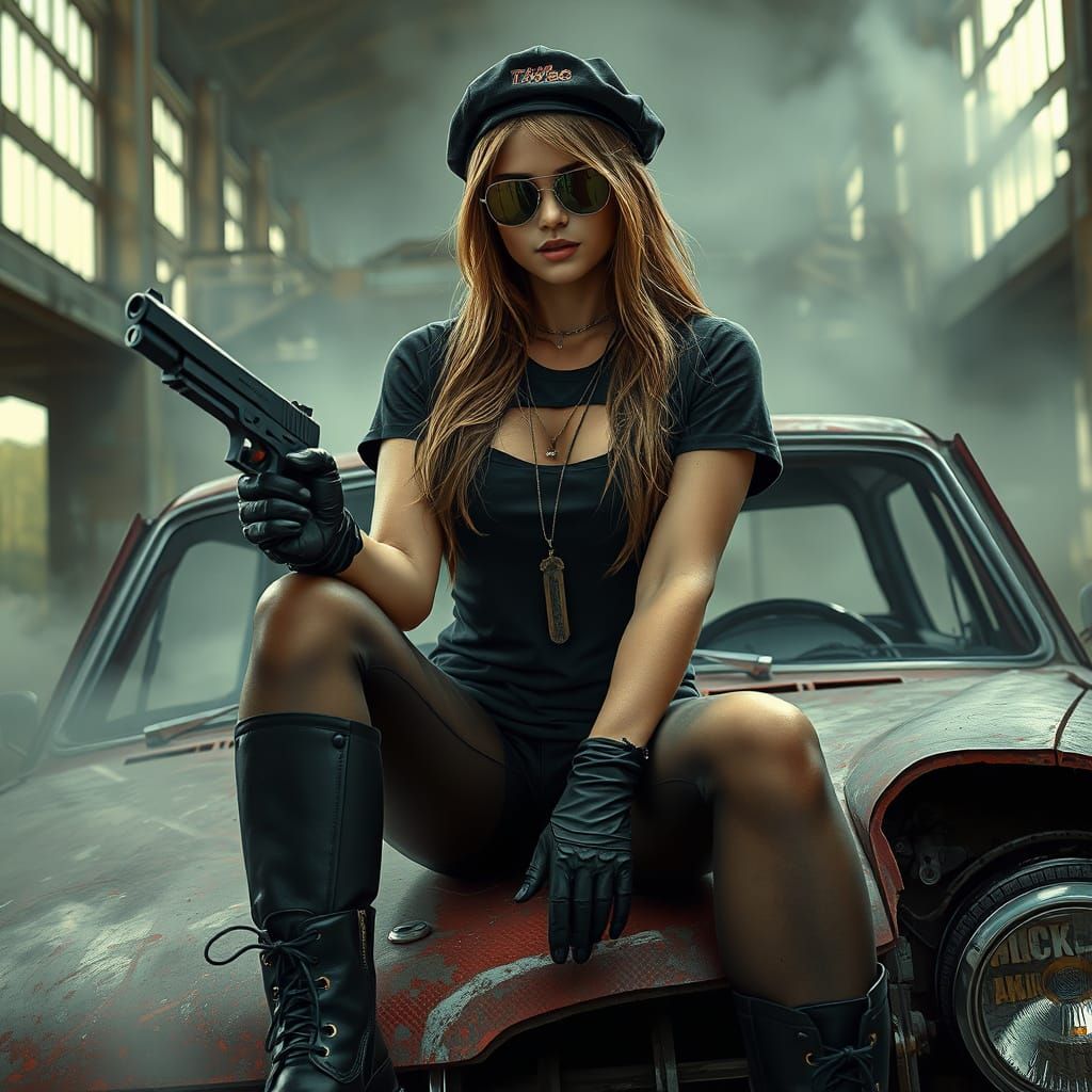 Hyperrealistic Post-Apocalyptic Warrior in Cyberpunk Style