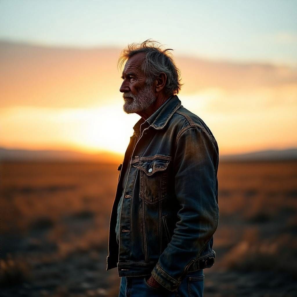 Vintage Explorer Silhouetted in Sunset