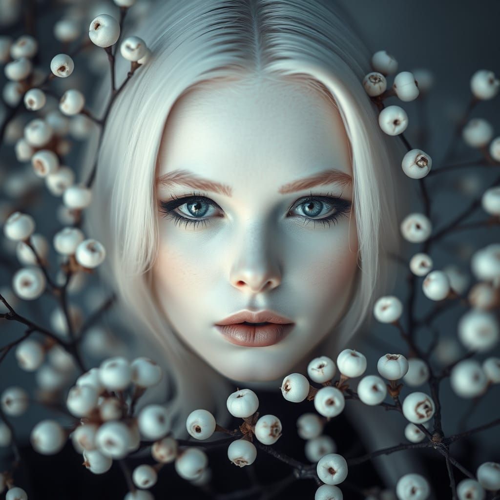 "Ethereal Phantom" ❄️ (Actaea Pachypoda – Doll’s Eyes, White Baneberry)
💫 Face: Mix of Christie Brinkley, Heidi Klum, a...