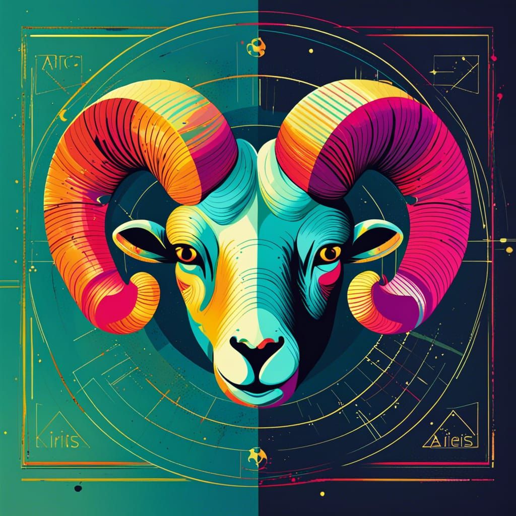 Rising Aries: Vibrant Pop Art Style Digital Art