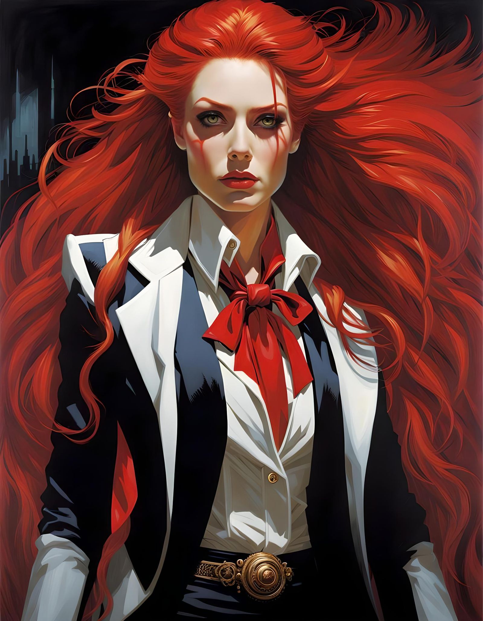 Surreal Vampire Portrait in Hyperdetailed Style