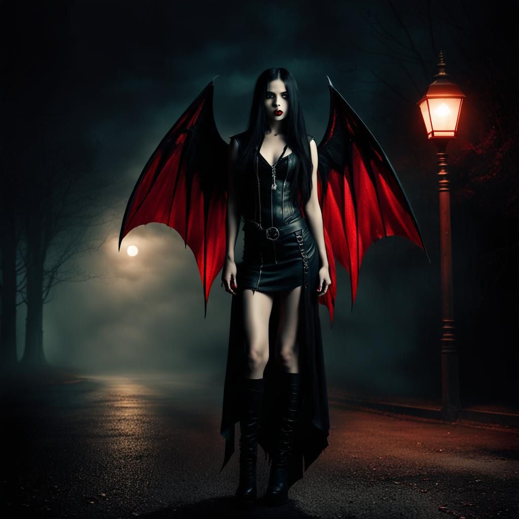 Petite Vampire Fairy Girl in Dark Fantasy Portrait