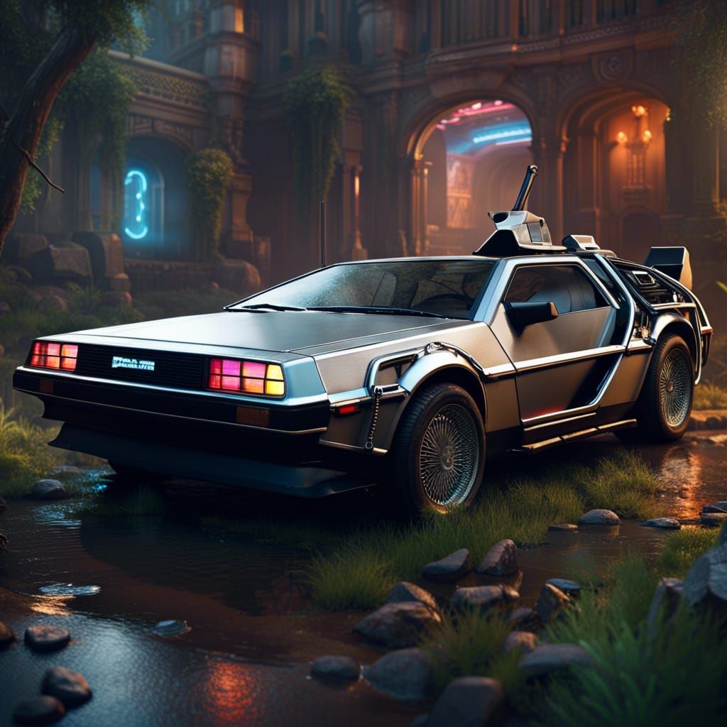 Sleek Time Machine Concept Art in Deep Color