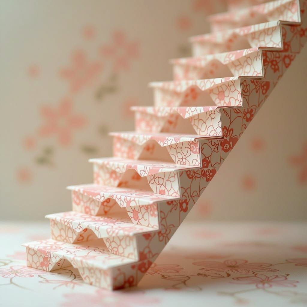 Origami Card Staircase Inspired by Escher