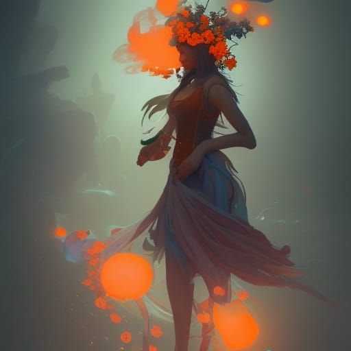 Ethereal Flower Witch in Triadic Colors