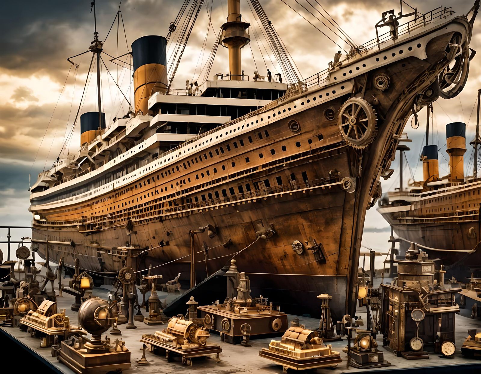 Steampunk Ocean Liner in Golden Age