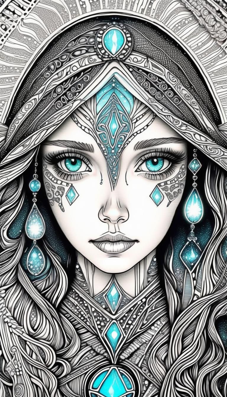 Bioluminescent Realistic ultradetailed Zentangle Stunning Je...