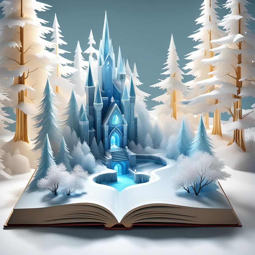 Frozen Crystal Landscape Erupts from Open Pop-Up Book in Mul...