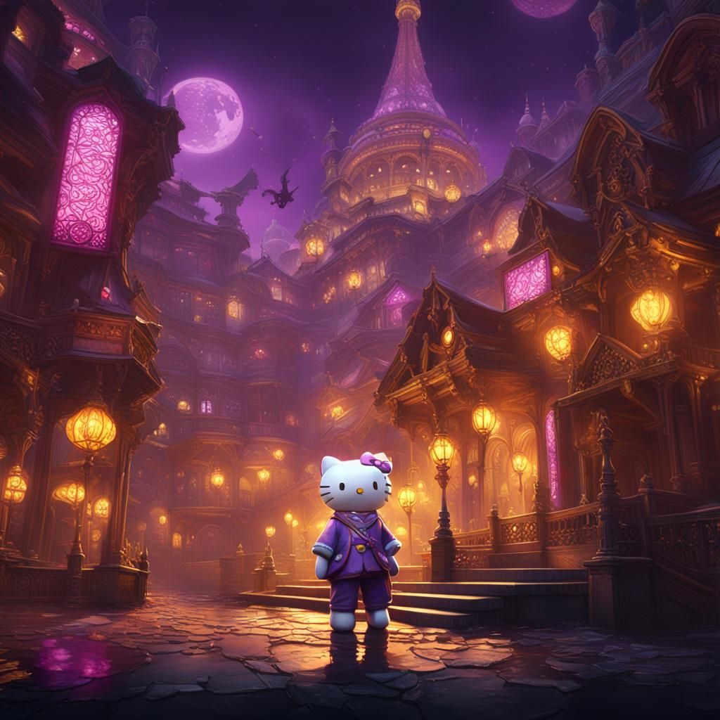 Hello Kitty in Dark Fantasy Concept Art