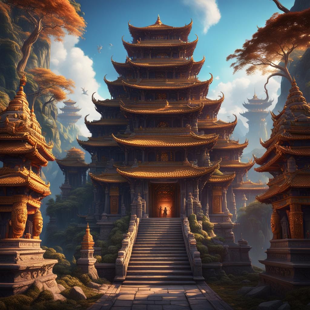 Fantastical Monkey Temple Unveiled in Intricate Colorful Det...