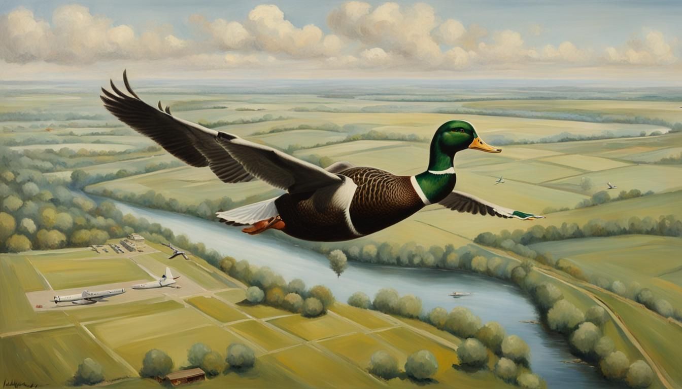 Duck Morphs Into Jet in Oil Painting