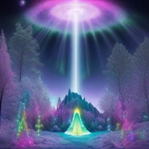 Christmas Planetarium Utopia in Vibrant Colors and Glowing L...