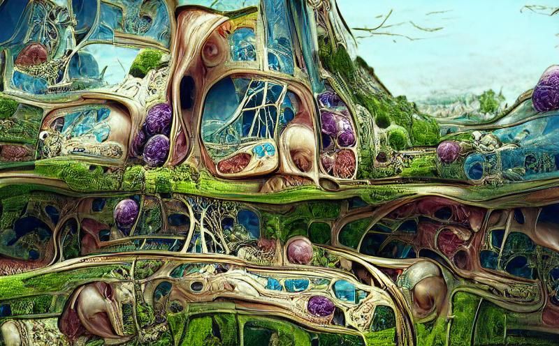 Surreal Glass World on Cliff Edge with Art Nouveau Architect...
