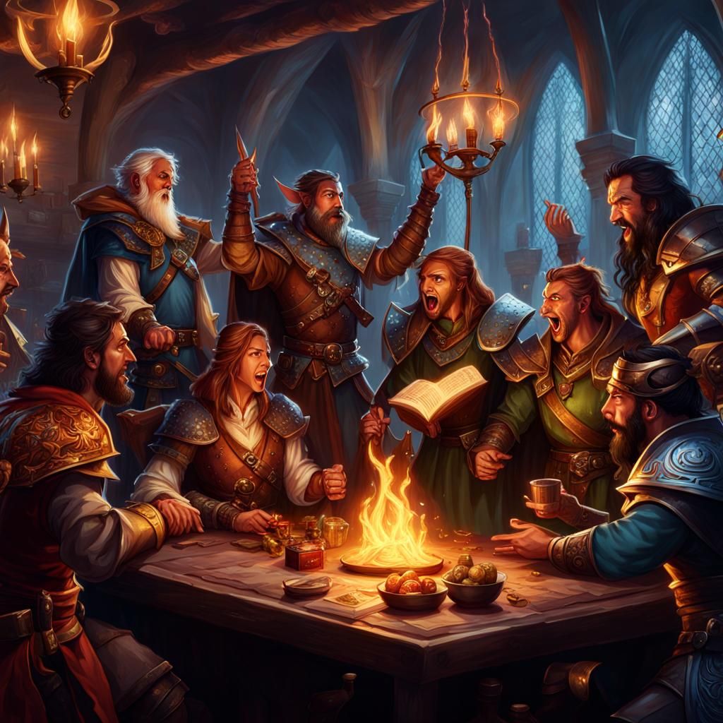 Epic Fantasy Quest Companions Clash in a Vibrant, Detailed W...