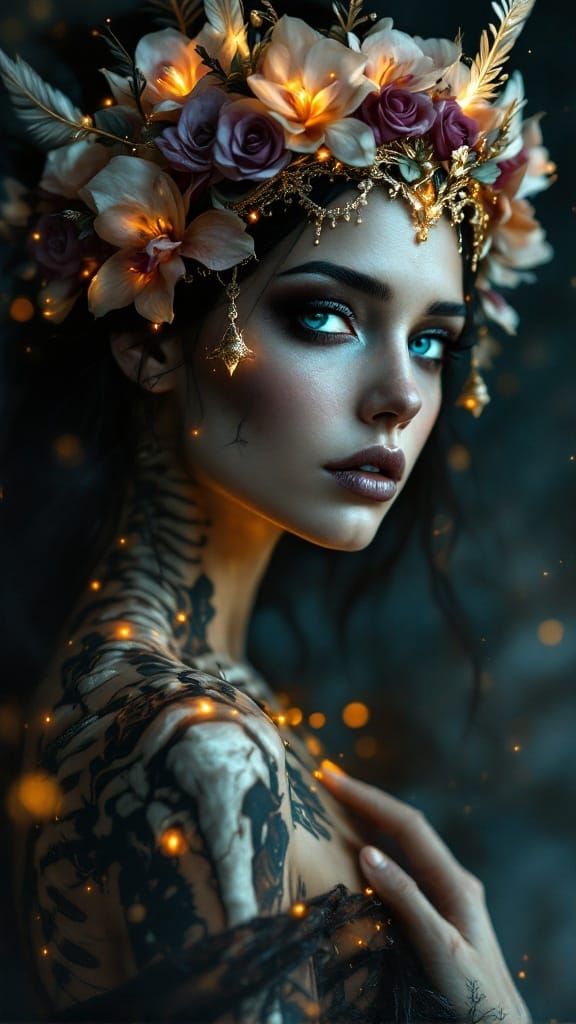 Regal Skull Empress in Dark Fantasy Portrait