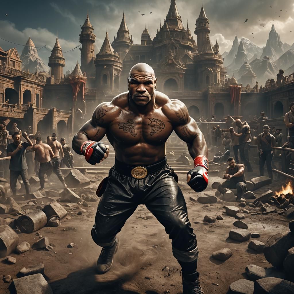 Mike Tyson Prepares for Epic Battle in Vibrant, Fantastical....