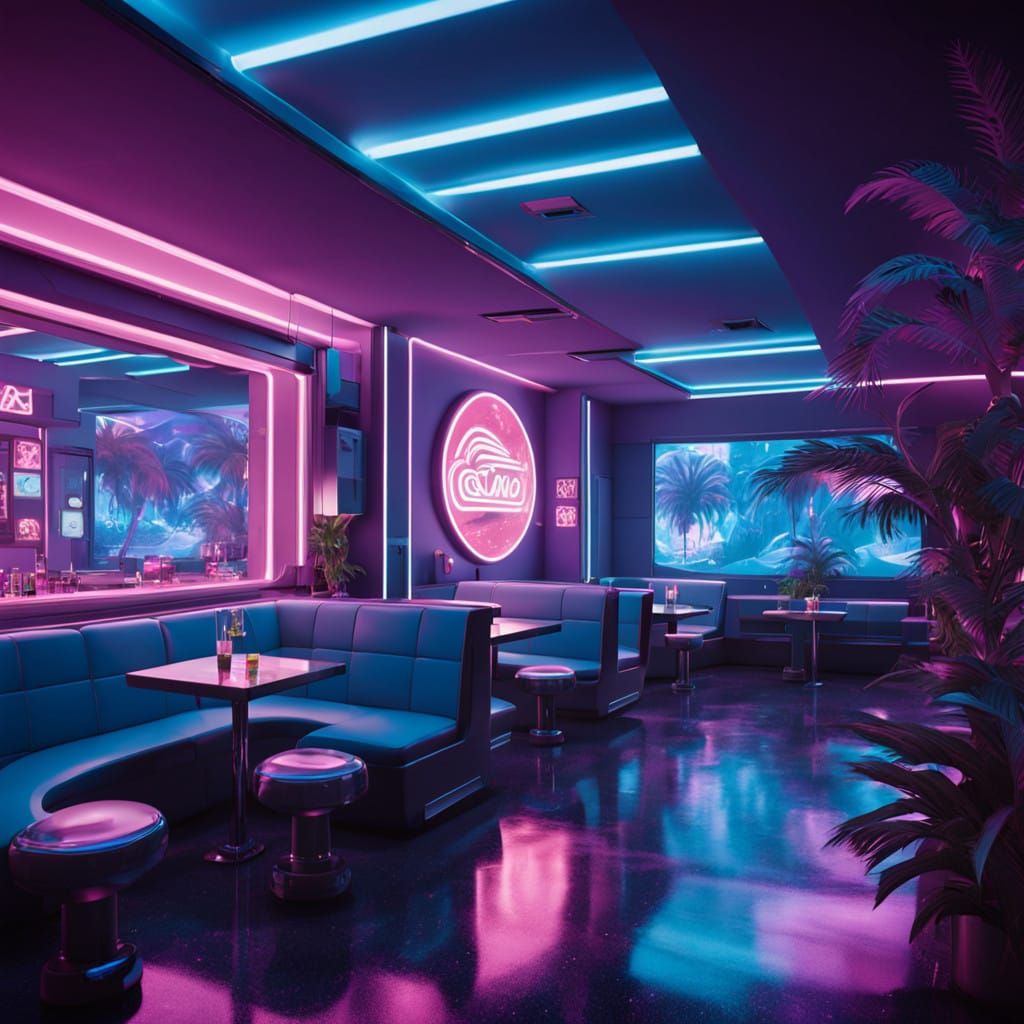 Retro-Futuristic Dance Club in Neon Hues