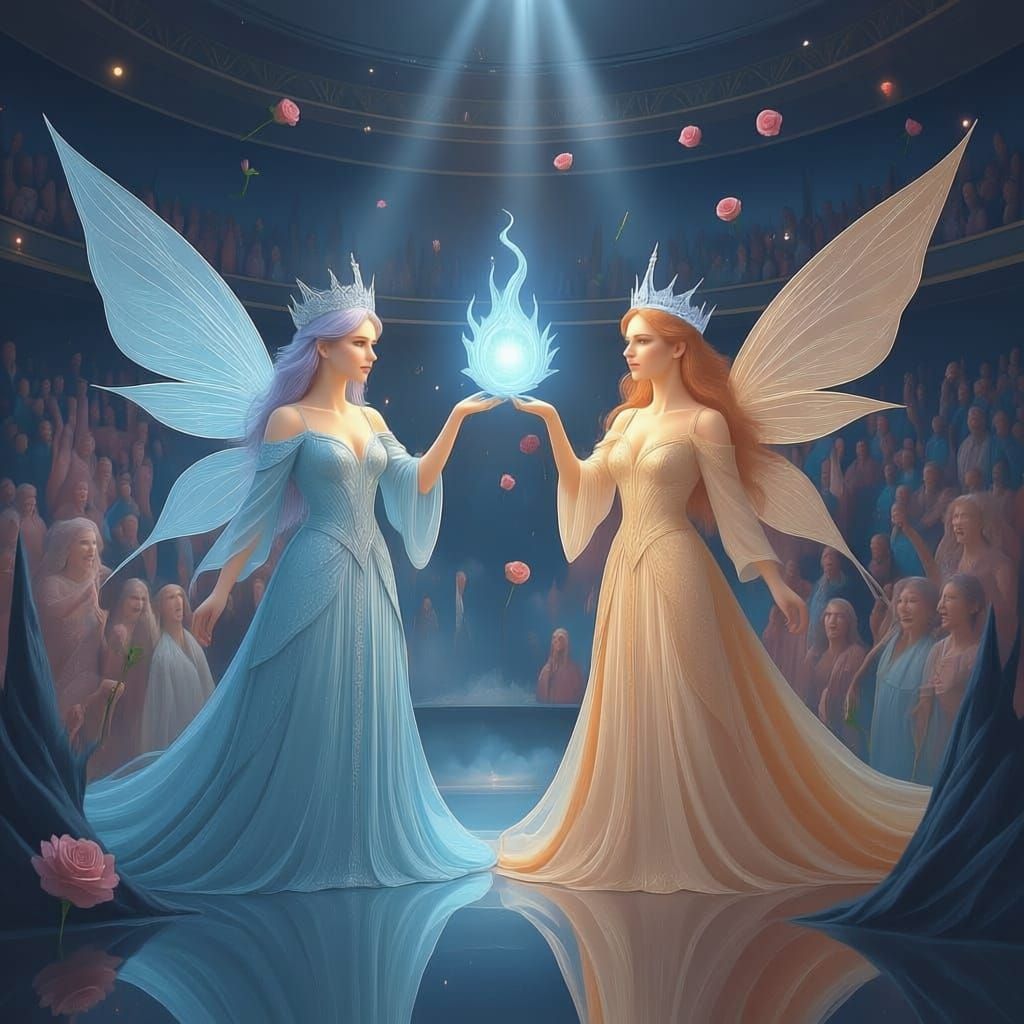 Ice and Fire Queens Exchange Crowns in Whimsical Watercolor ...