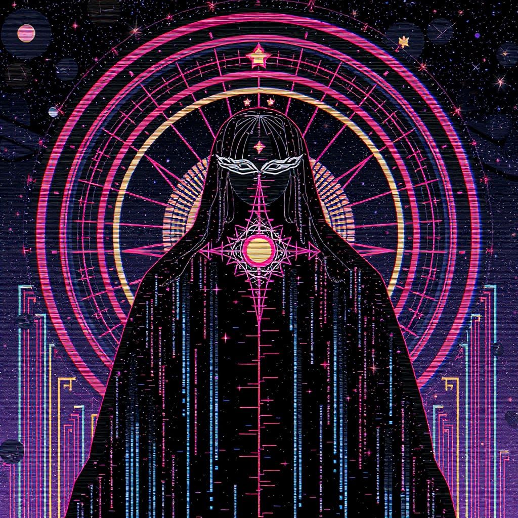 Ethereal Cyberpunk Cosmos in Glitch Art