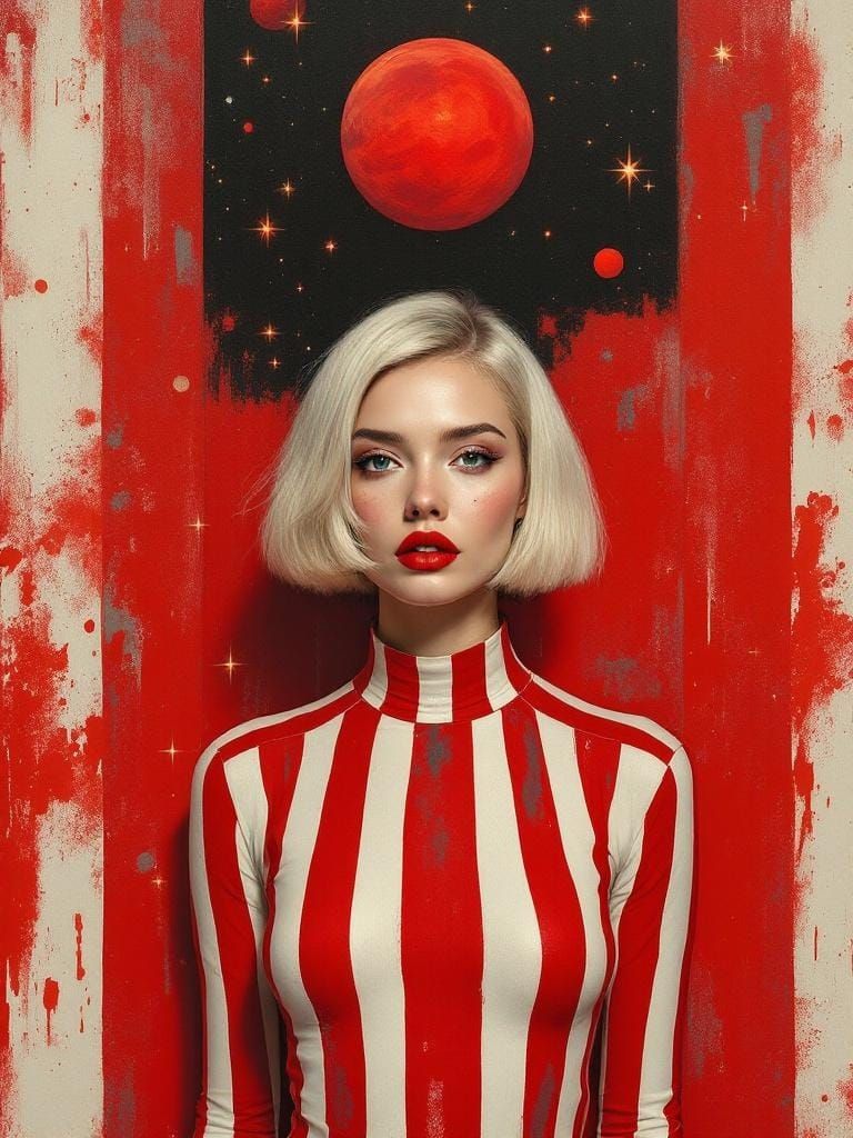 Elegant Woman with Platinum Bob in Abstract Setting