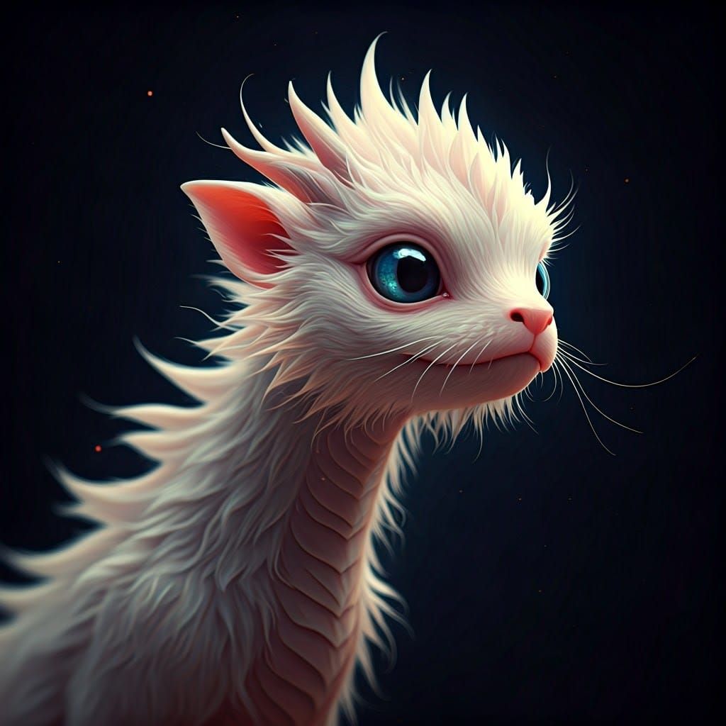 Surreal Fantasy Dragon Cub Radiates Luminous Beauty