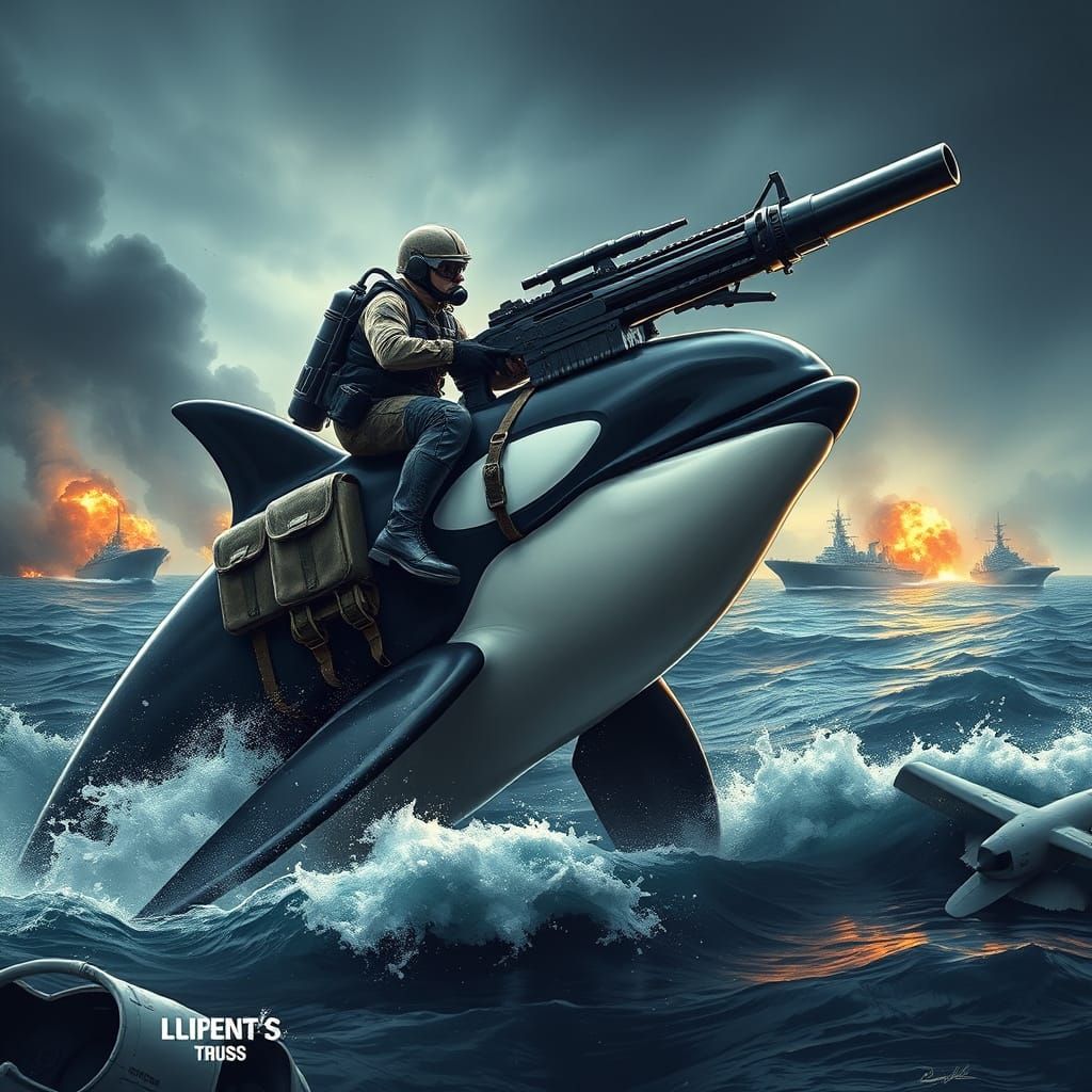 Cyberpunk Orca Wears Futuristic Armor, Battles at Sea