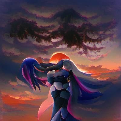 Romantic Gothic Landscape at Sunset