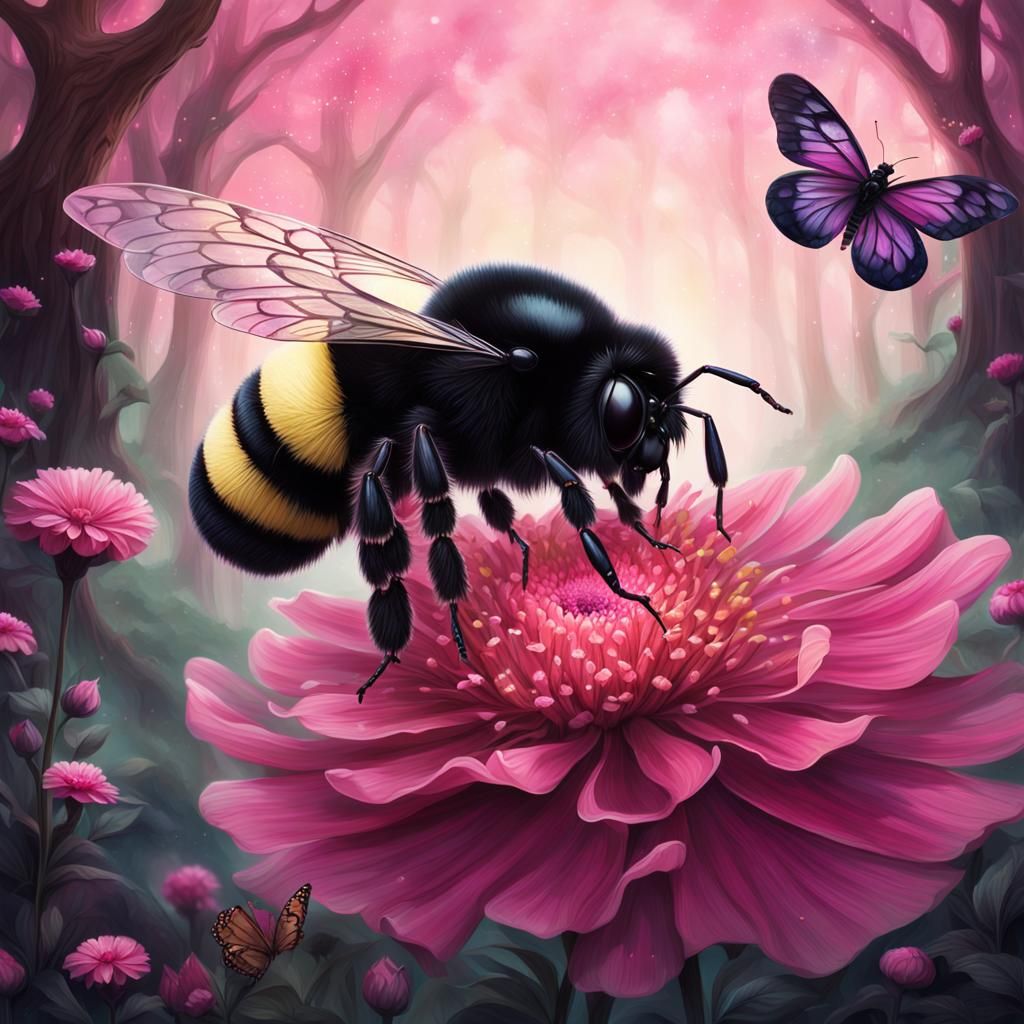 Mysterious Bumble Bee in Enchanted Forest