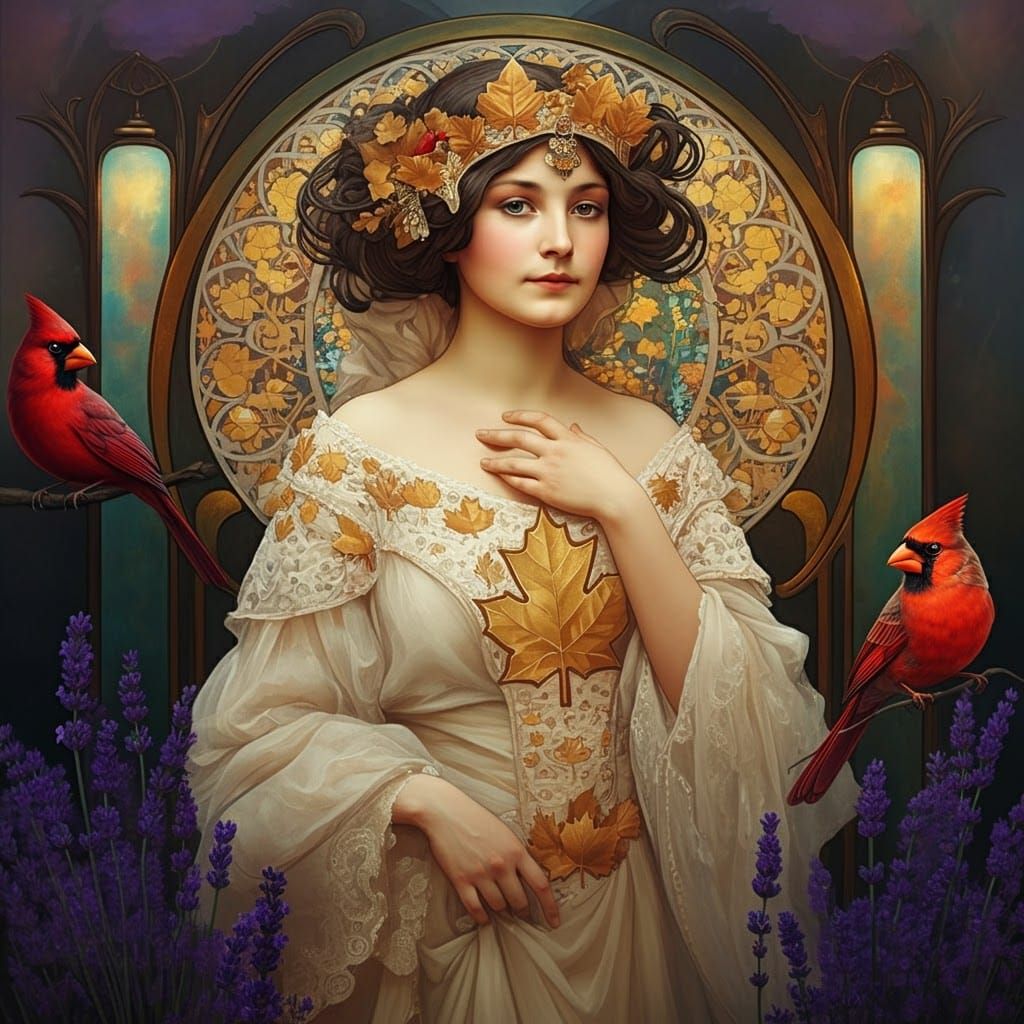 Elegant Canadian Woman in Art Nouveau Style