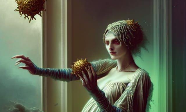 Mystical Victorian Hag with Golden Seagrass