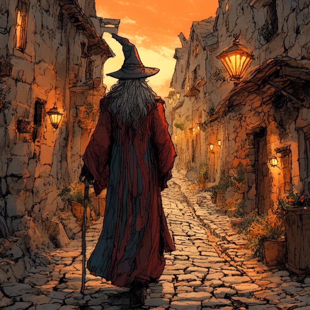 Wizardly Summer Stroll in Folk Drawn Fantasy
