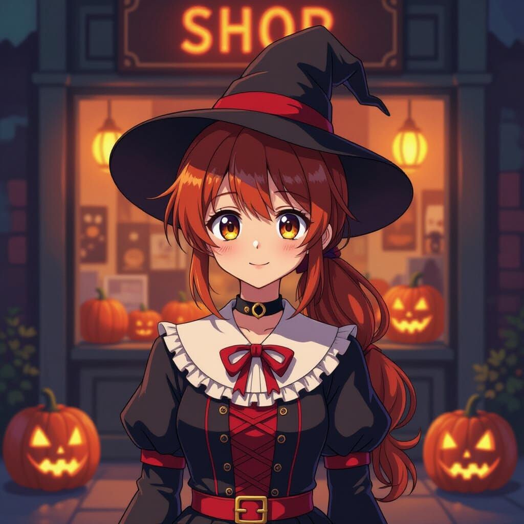 90s Anime VHS Aesthetic Monika in Witch Costume
