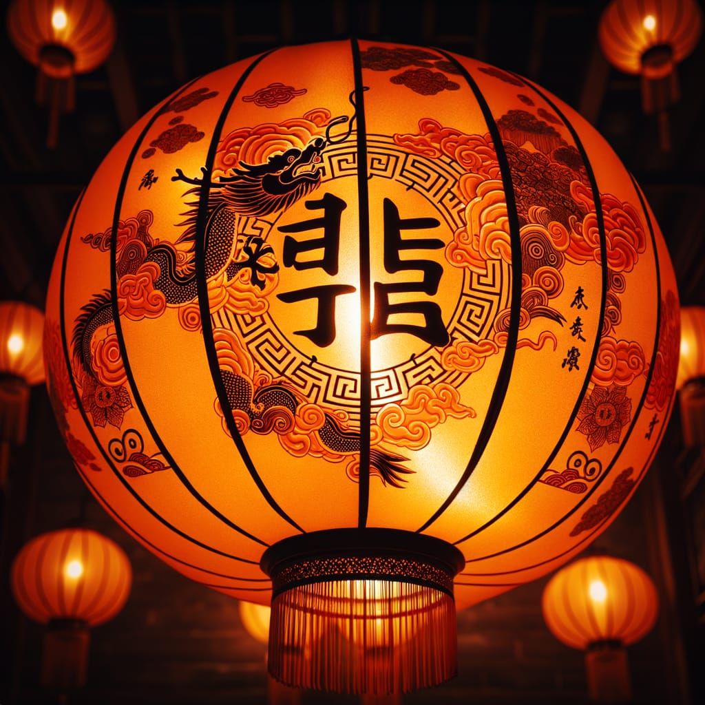 Traditional Chinese Lantern Radiates Vibrant Glow