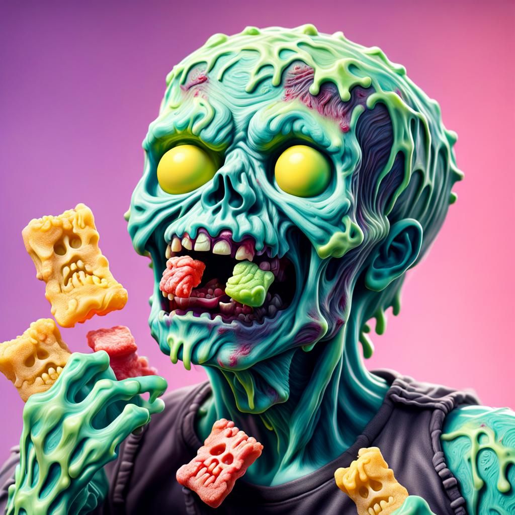Surreal Sour Patch Kids Zombie in Pastel Splendor