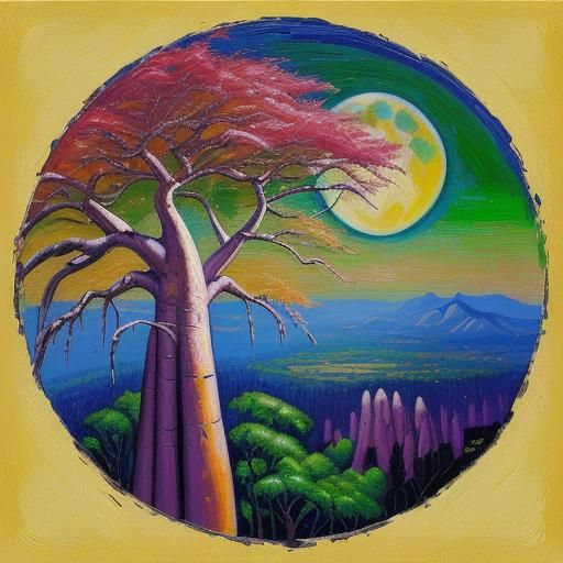 Full Moon Tranquility Under Baobab Treetops