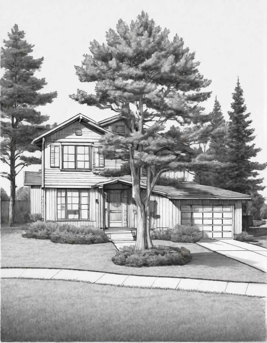 Ranch House with a Small Cedar Tree in the Front Yard