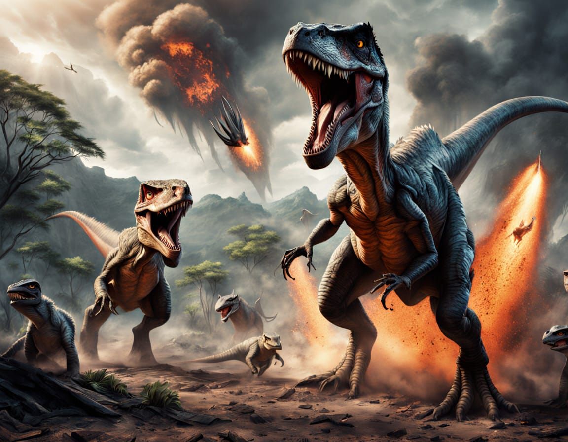 Dinosaurs Clash in Ancient Jungle Battle