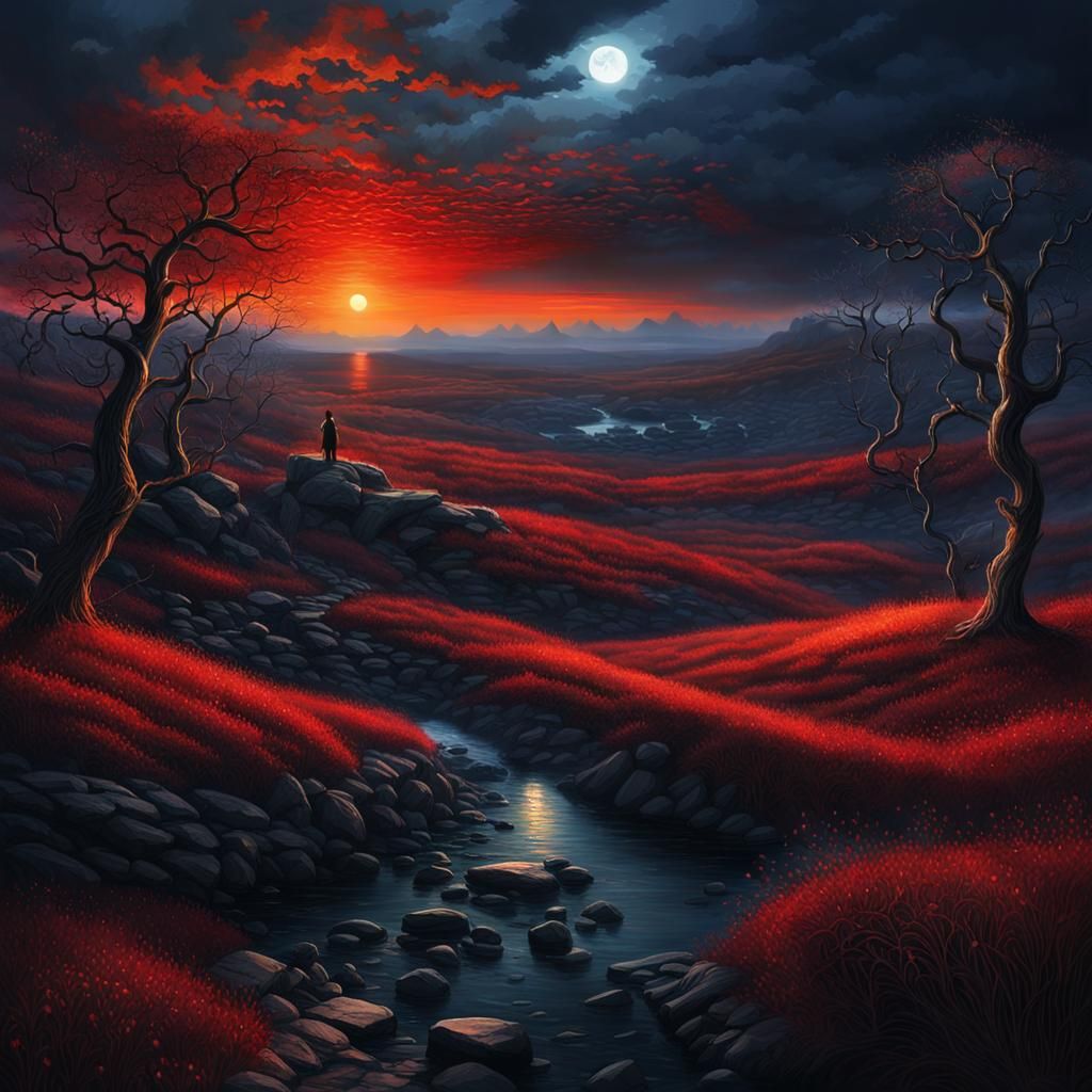 Epic Digital Matte Painting of a Romantic Sunset Scene
