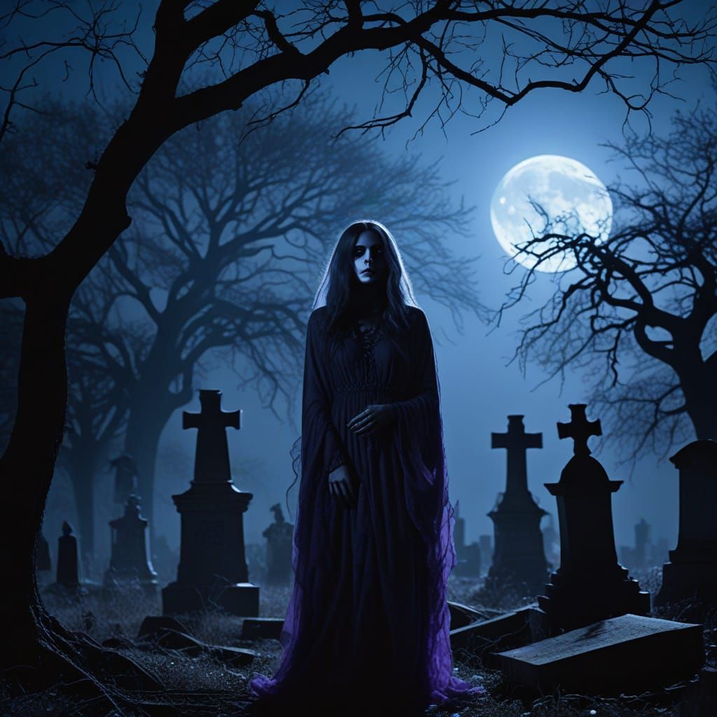 Gothic Surrealism: Ghost in Abandoned Cemetery