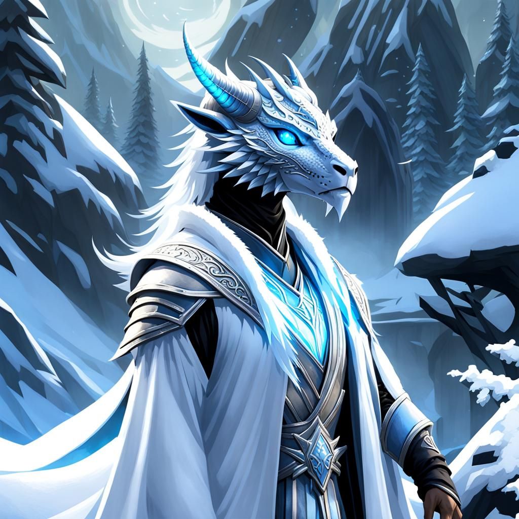 Ethereal Frost Dragonborn with Radiant Spellbook and Greensh...