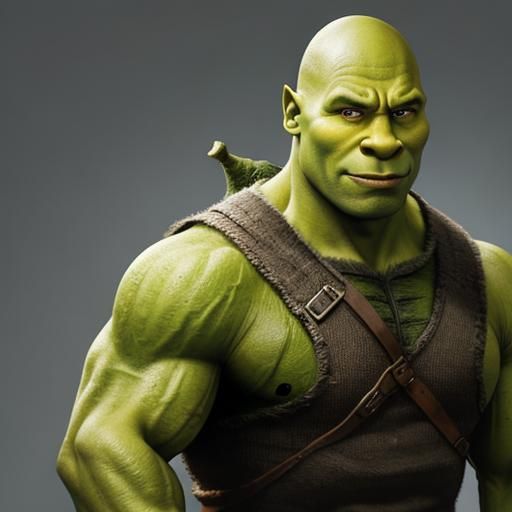 Dwayne Johnson as Ogre in a Swampy Landscape