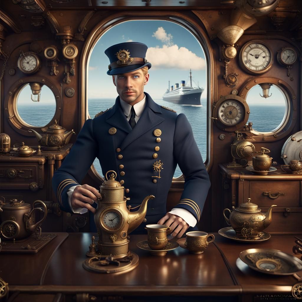 Steampunk Navy Seaman at Tea