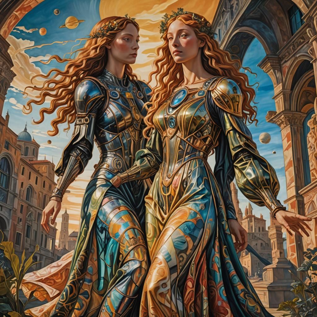 Ethereal Encounter: Gothic Goddess Meets Cybernetic Siren in...