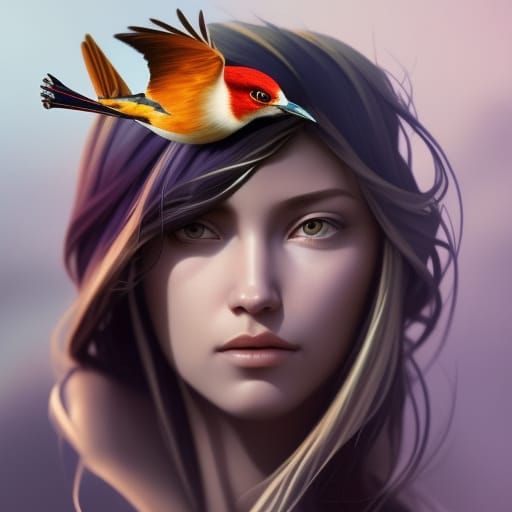 Intricate Birds Portrait in Hyper-Realistic Style