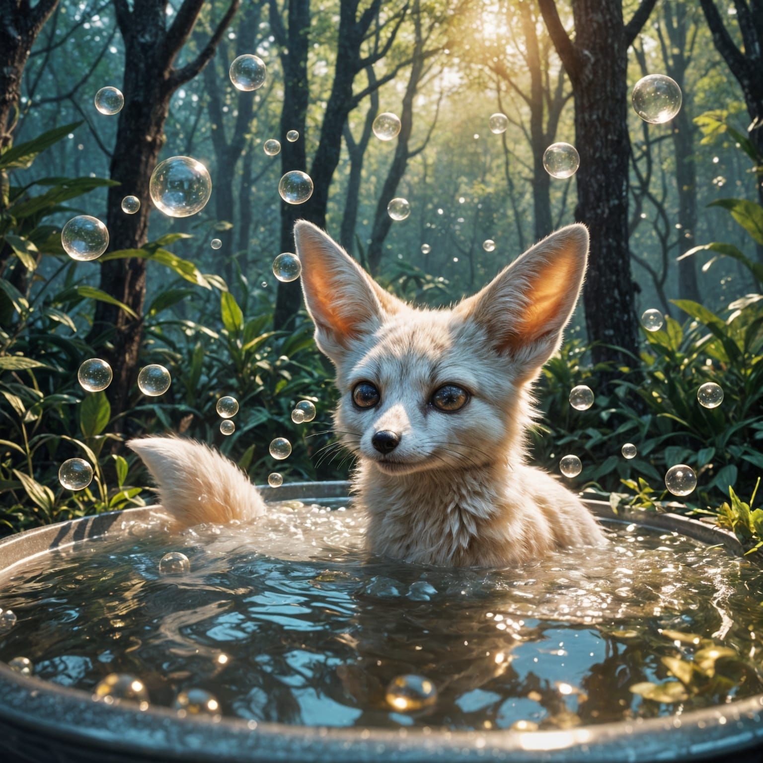 Magical Fennec in Whimsical Steel Tub Soak