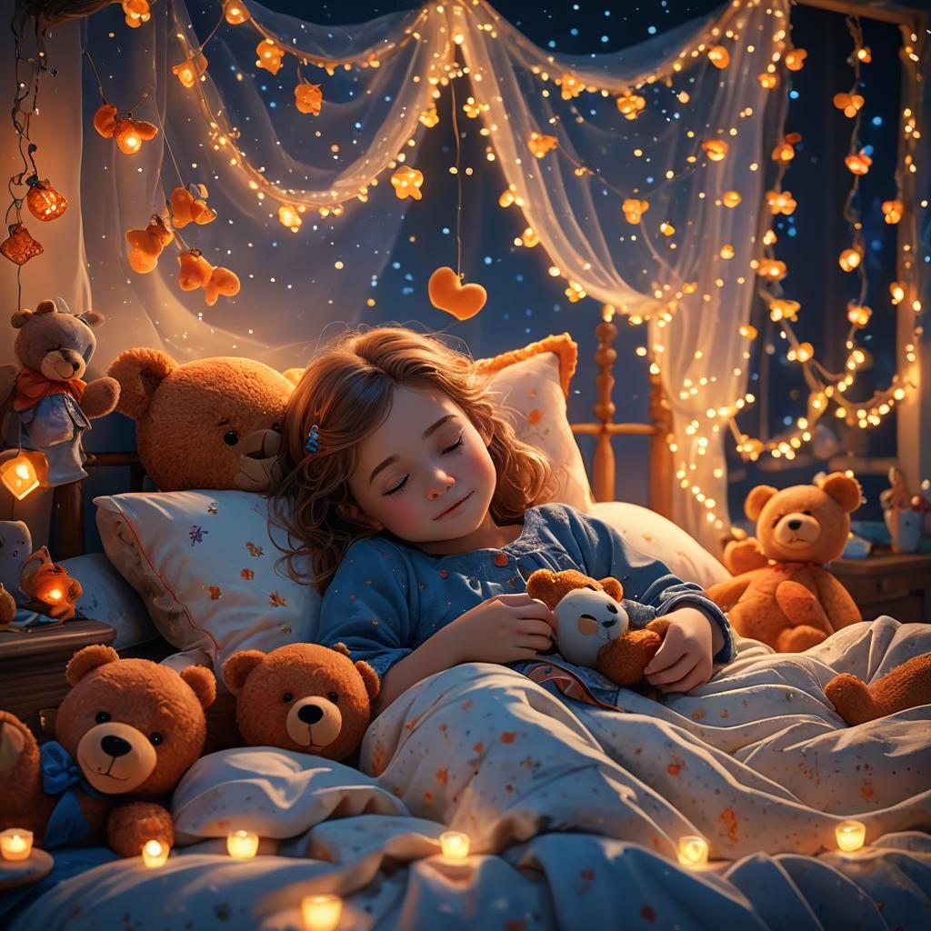 Whimsical Bedtime Scene in Fantasy Concept Art Style