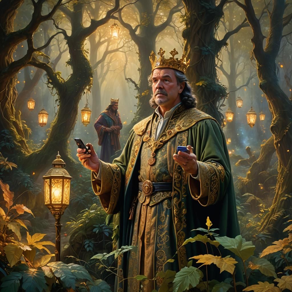 The King in Mystical Forest, Soft Focus, Ethereal Fantasy Ar...