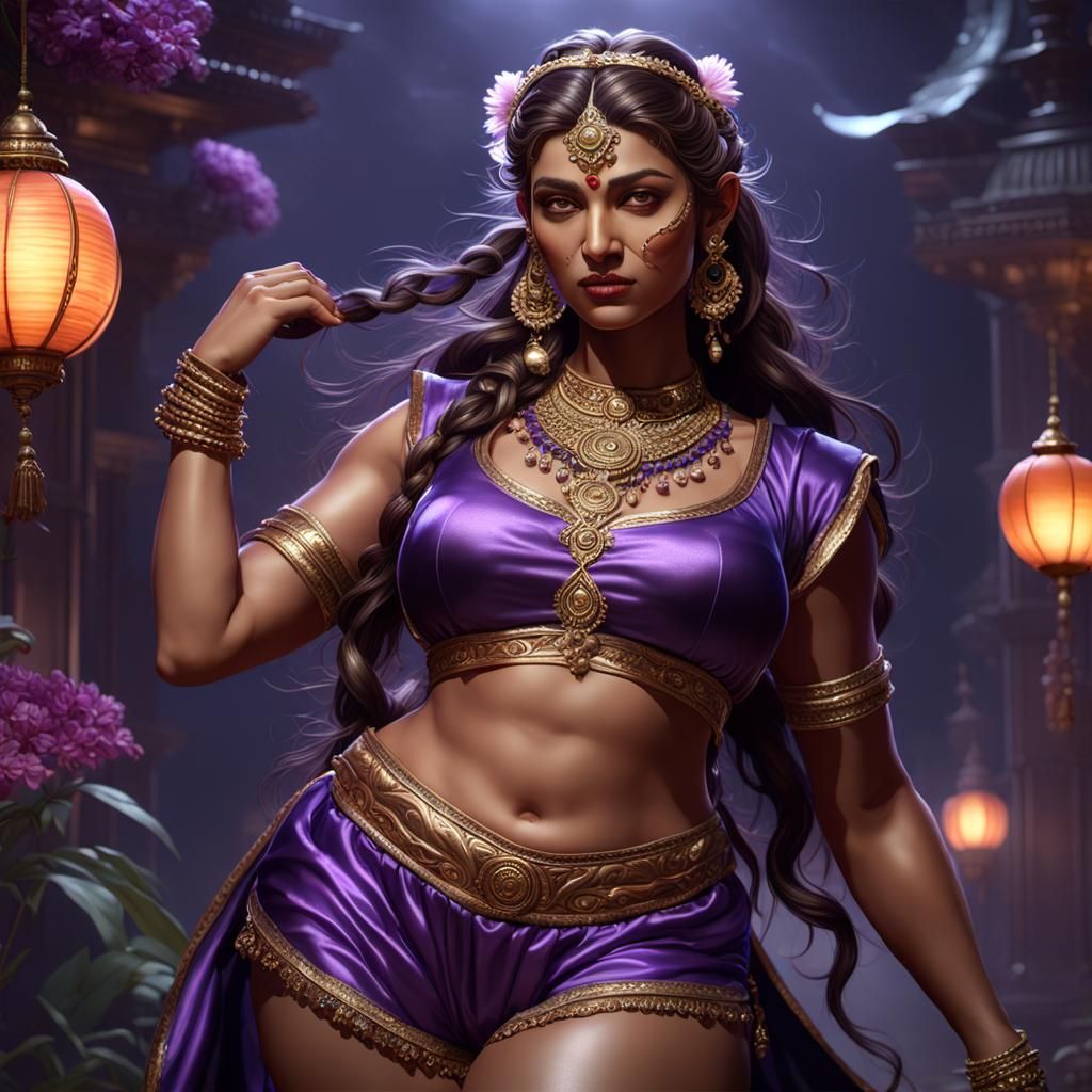 Elegant Plus Size Indian Goddess in Satin Night Bloomers