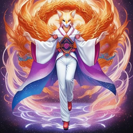 Mystical Fox Spirit in Radiant Colors